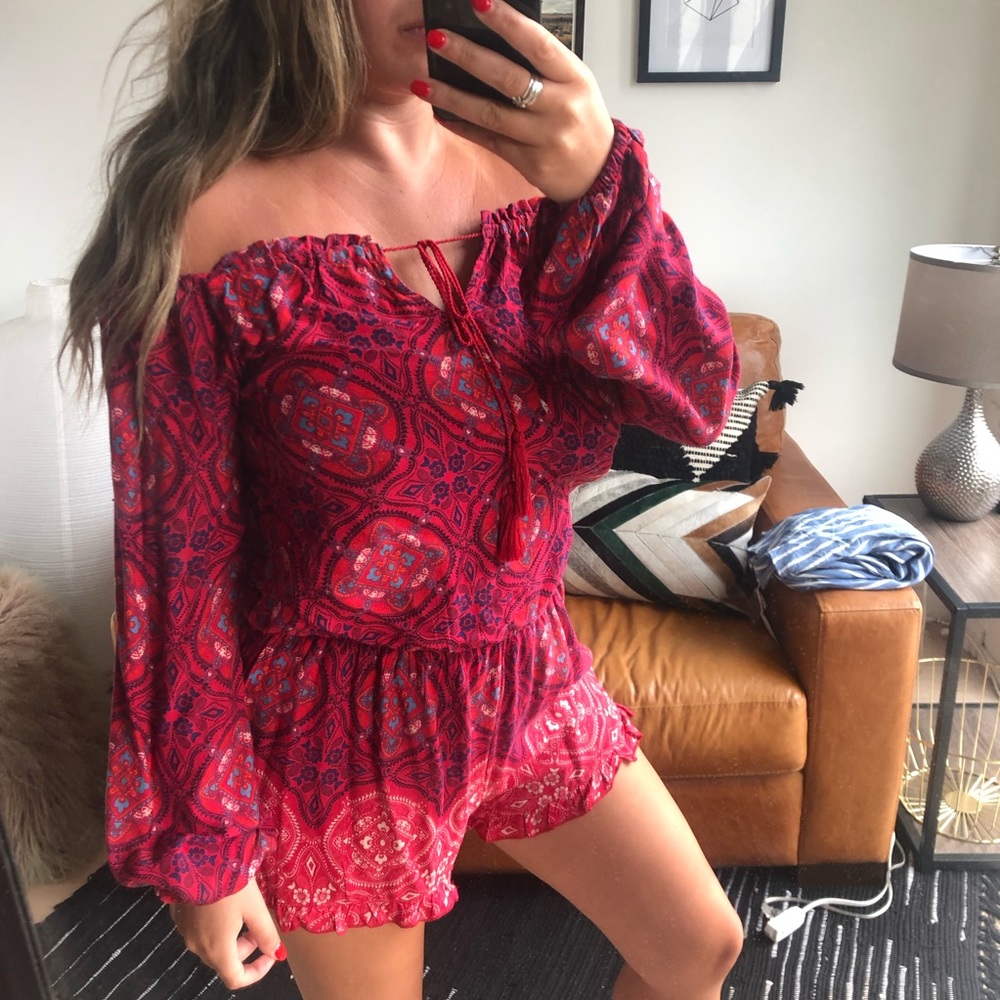 Red Floral Romper
